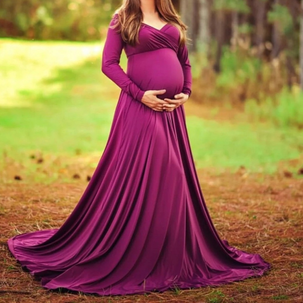Chic Long Sleeve Purple Gown - Picture 5 of 13
